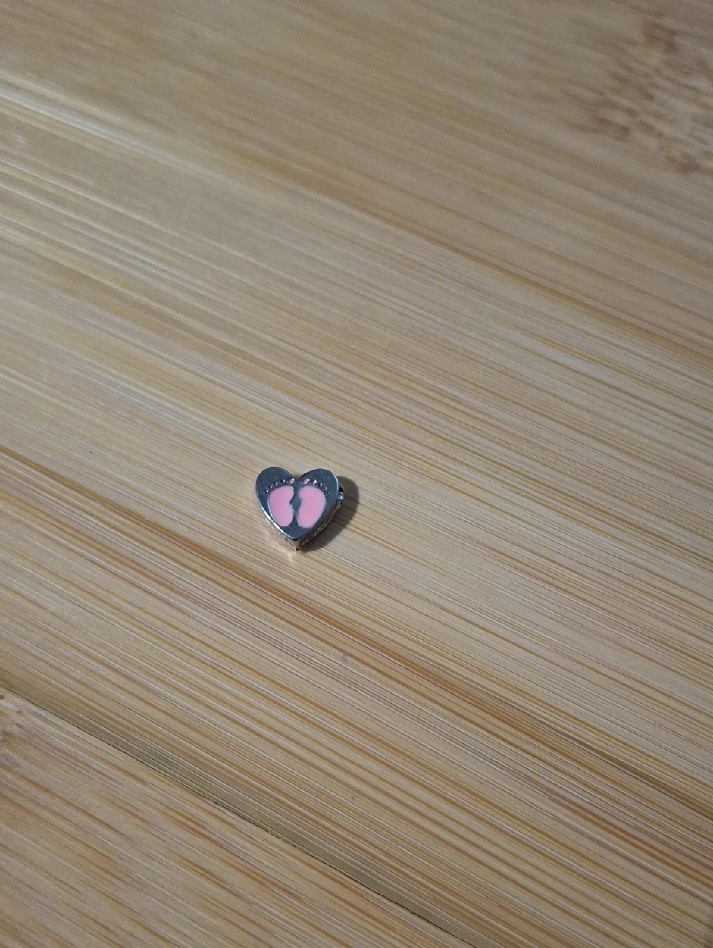 Heart-Shaped Pink Footprints "It's A Girl" Charm For Floating Lockets
